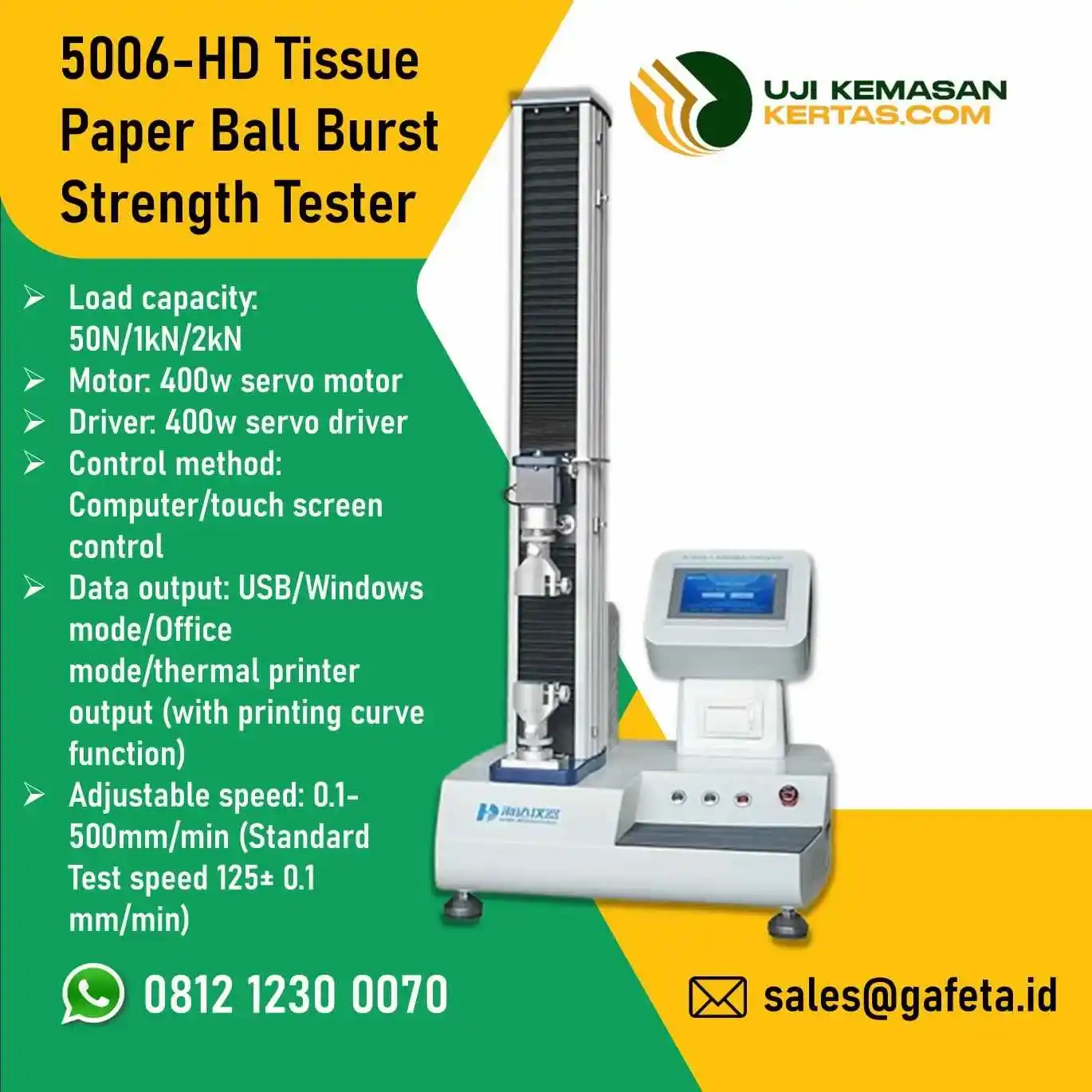 5006-HD Tissue Paper Ball Burst Strength Tester: Uji Kekuatan Tembus Tisu