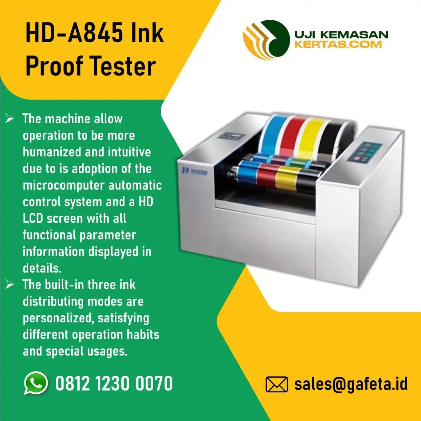 HD-A845 Ink Proof Tester: Proofing Tinta Cetak Multi-Color Rubber Roll