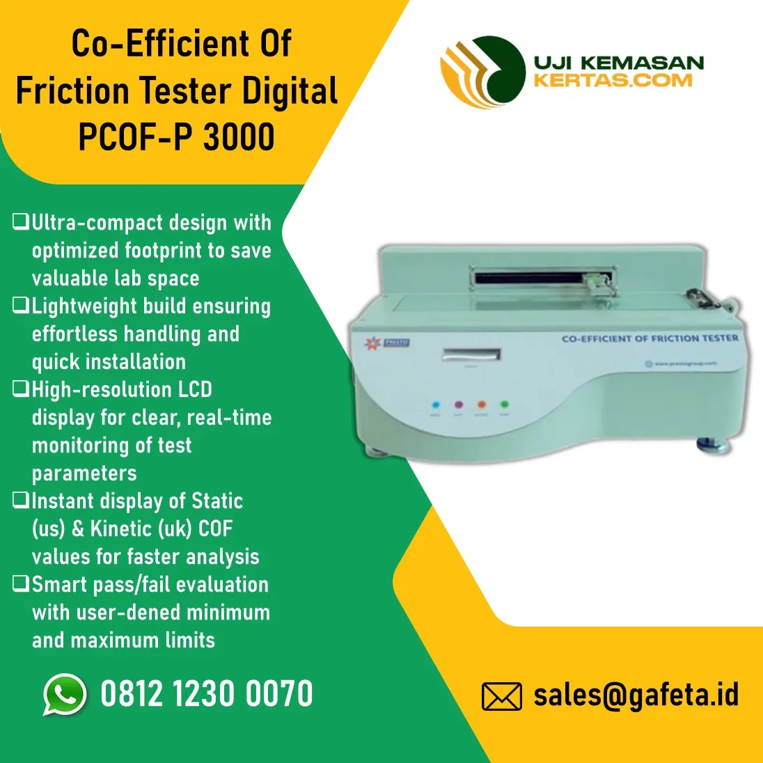 Jual Coefficient Of Friction Tester Presto Digital PCOF-P 3000